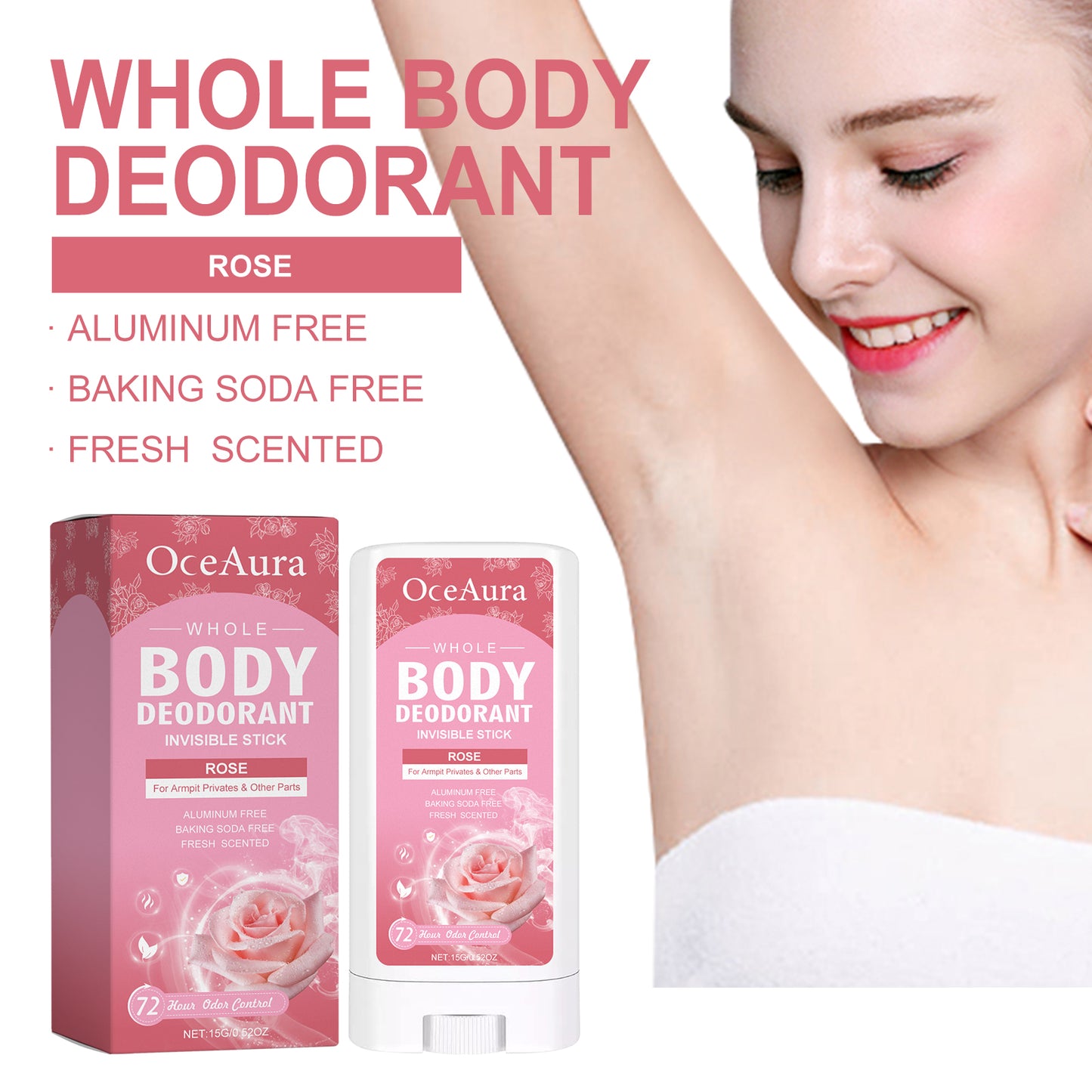 OceAura Rose Body Deodorant Stick With Rose Fragrance